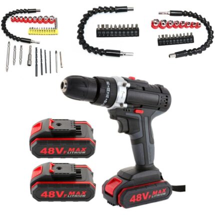 48VF Wireless Cordless Electric Drill Impact Drill Screwdriver Lithium Battery Cordless Drill Set with 11/20/32pcs Accessories