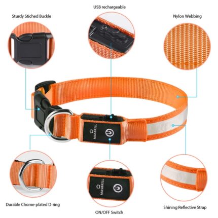 MASBRILL LED Dog Collar Luminous Pet Supplies Dog Collar Luminous Safety Glow Necklace Flashing Lighting Up Collars Accessories