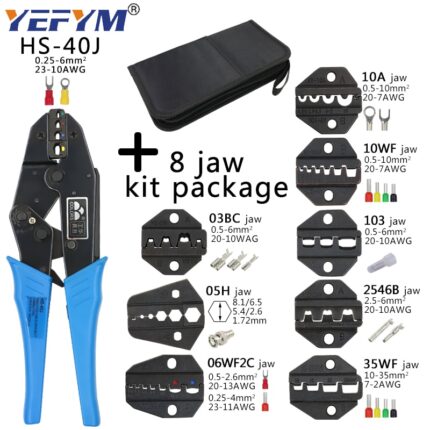 Crimping Pliers Clamp Tools Cap/coaxial Cable Terminals Kit 230mm HS-40J Multi Functional YEFYM Carbon Steel Multifunctional