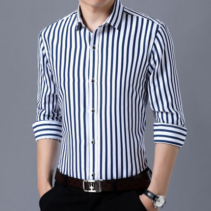 Printed Vertical Stripes Long-Sleeved Shirt